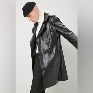 Men’s faux leather trench coat
